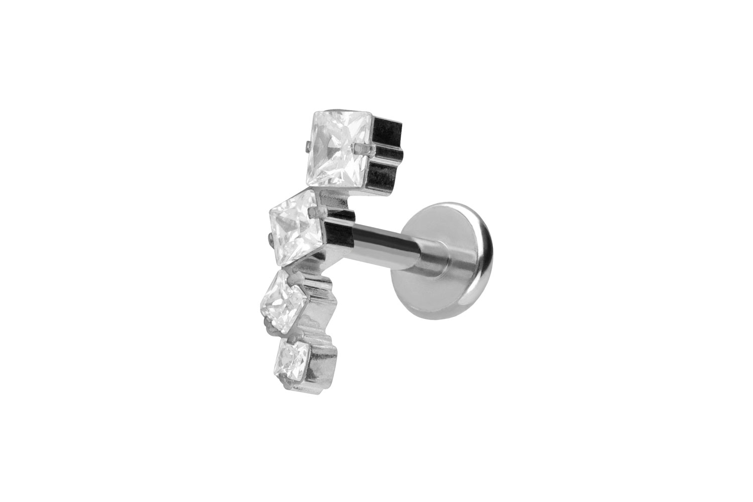 Titan Labret Piercing mit Push Fit KRISTALLBOGEN